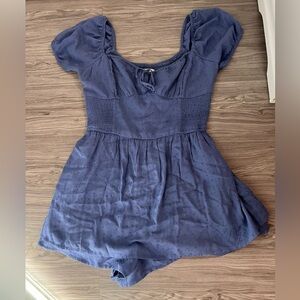 Blue Puff Sleeve Romper